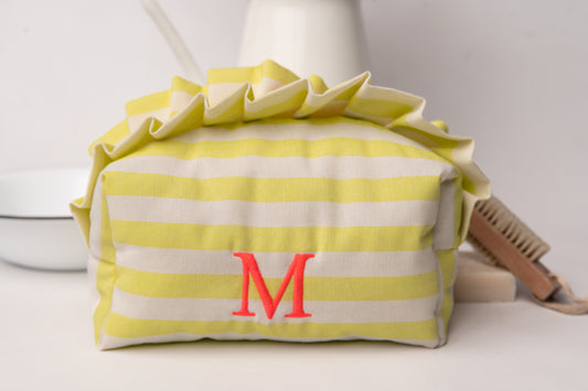 Neceser Rayas Anchas Volantes Mdm 11006 Amarillo