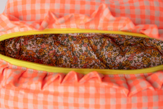 Neceser Vichy Seersucker Volantes Mdm 2721 Orange Fluor