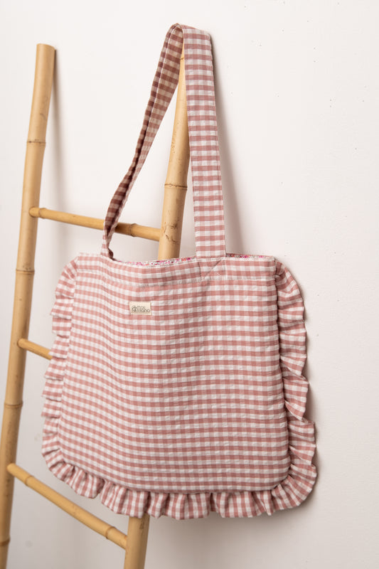 Bolsa Vichy Volante Rosa Claro