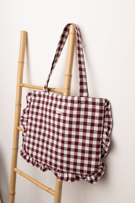 Bolsa Vichy Volantes Granate