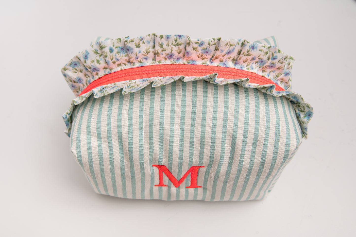 Neceser Rayas Volantes Estampados Mdm 11005 Turquesa