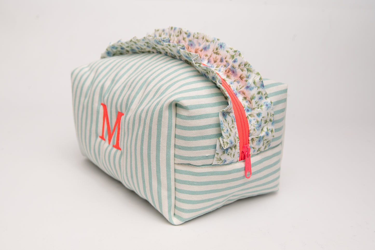 Neceser Rayas Volantes Estampados Mdm 11005 Turquesa