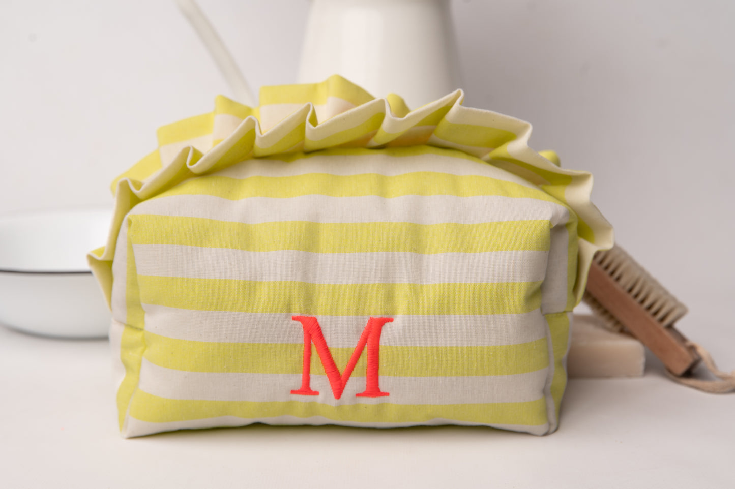 Neceser Rayas Anchas Volantes Mdm 11006 Amarillo