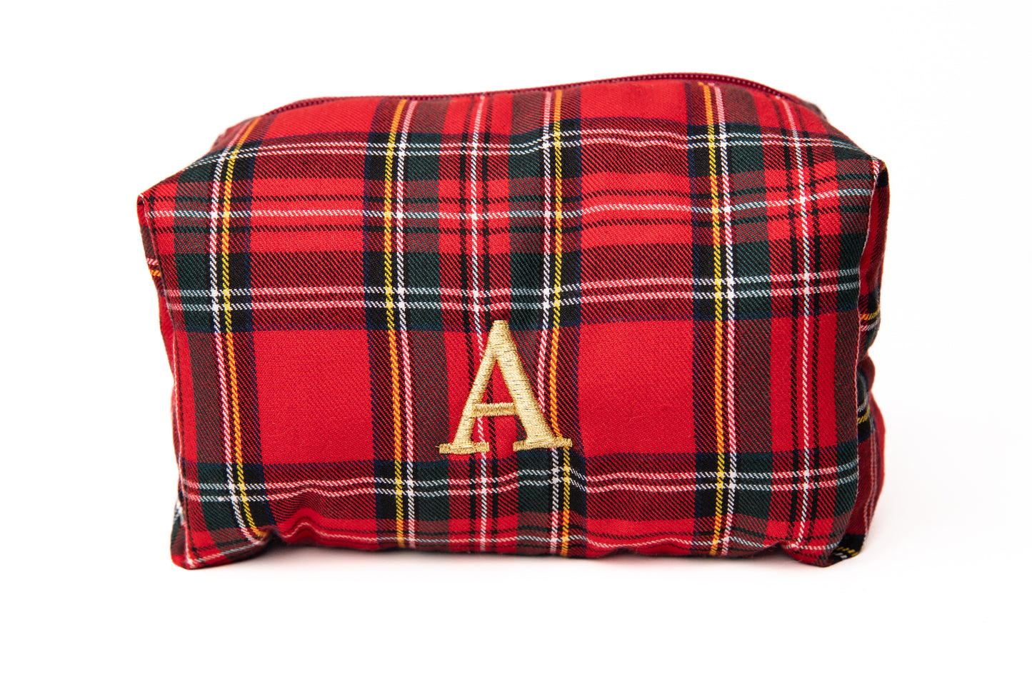 Neceser tartán rojo y dorado