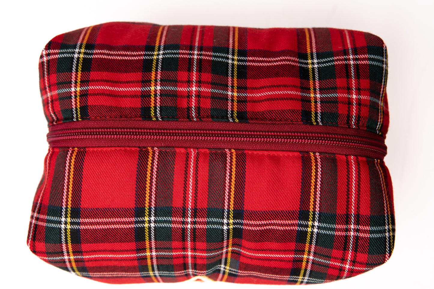 Neceser tartán rojo y dorado