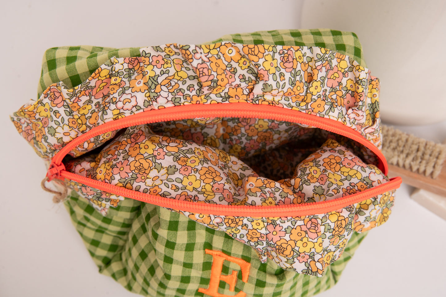 Neceser Vichy Seersucker Volantes Estampados Mdm 2731 Matcha Green