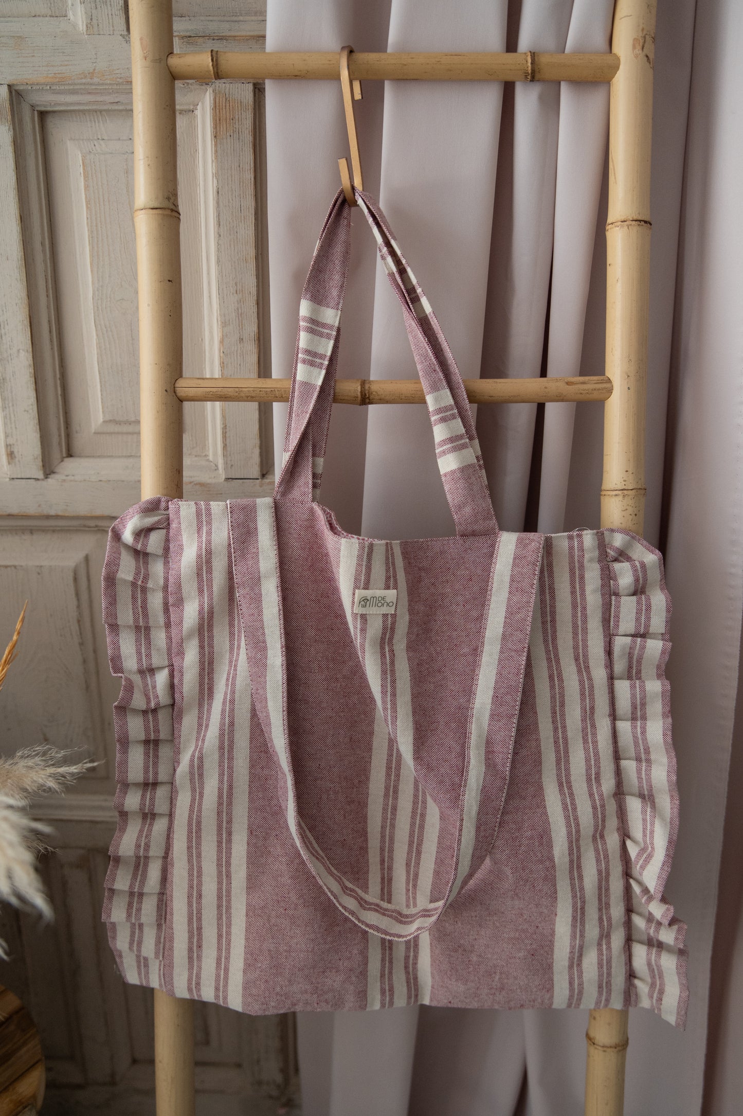 Bolsa de rayas con volante mdm 11001 Rosa