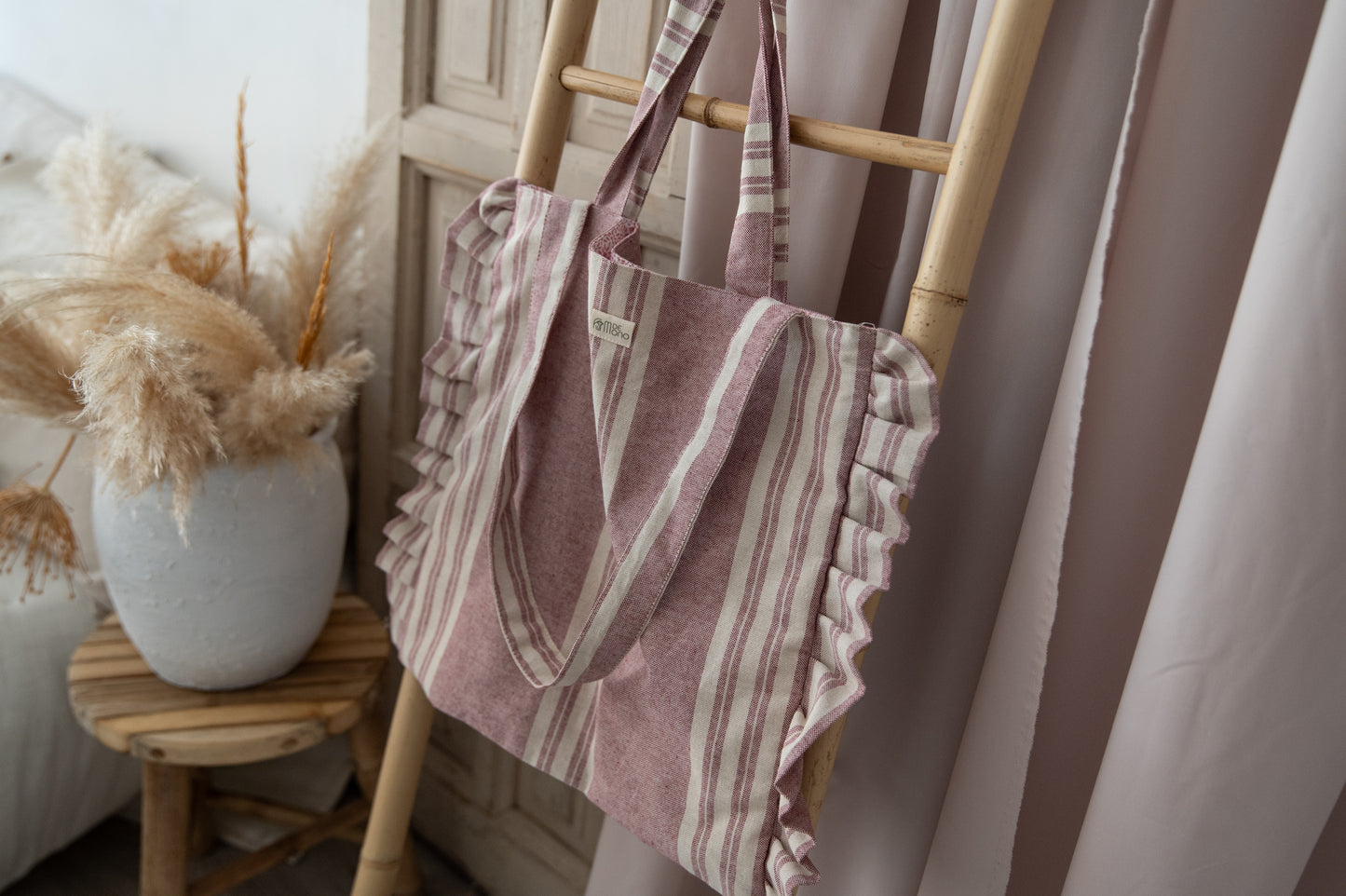 Bolsa de rayas con volante mdm 11001 Rosa