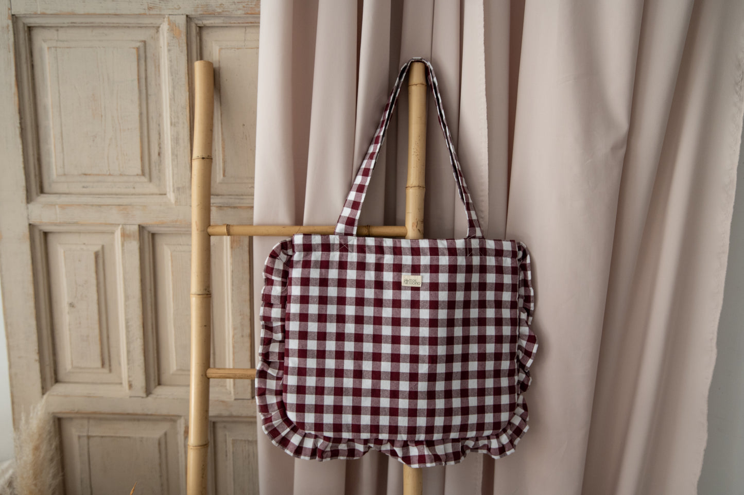 Bolsa Vichy Volantes Granate