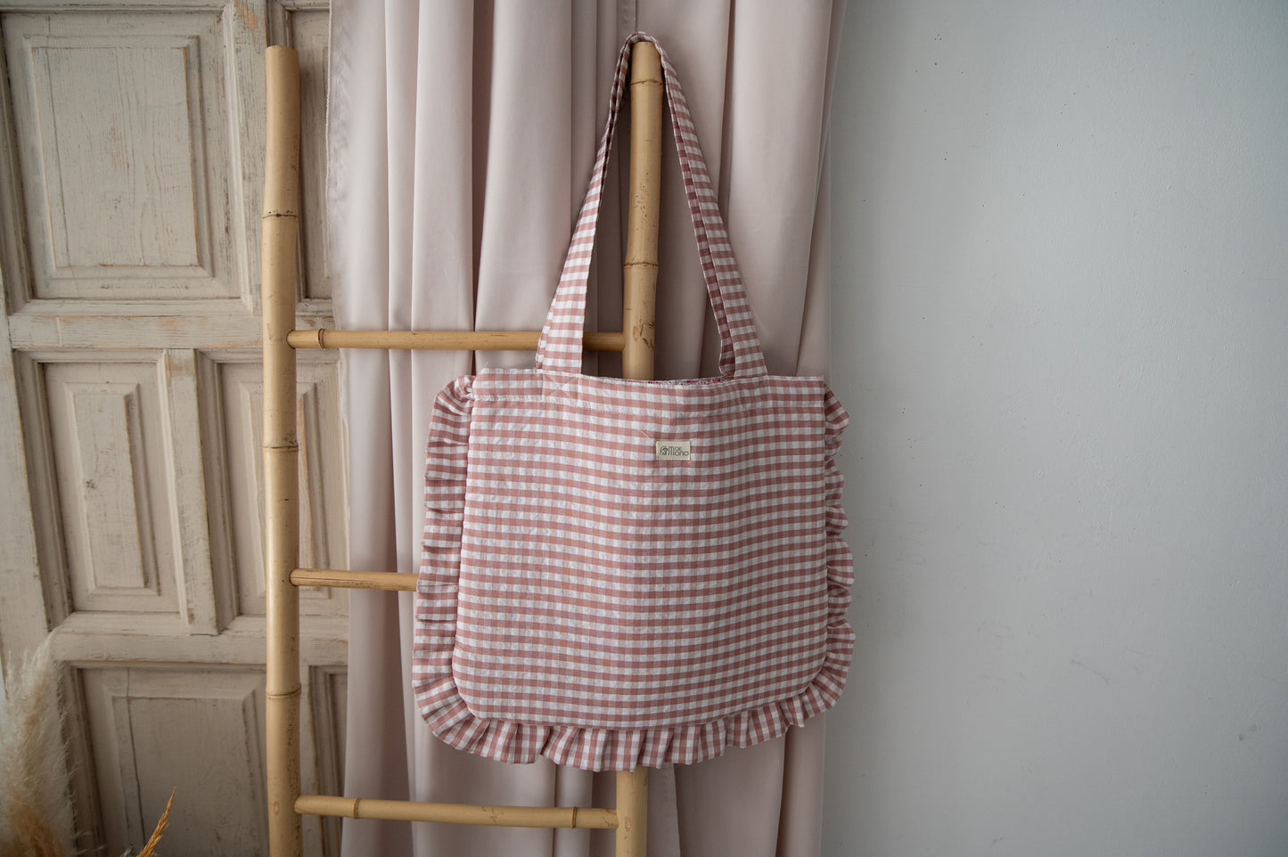 Bolsa Vichy Volante Rosa Claro